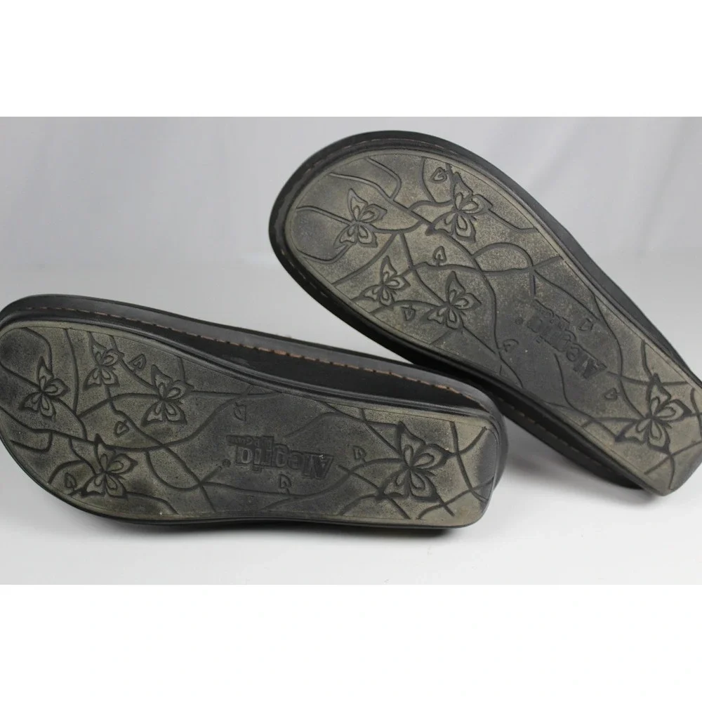 Alegria Paloma Brown Embossed Leather Suede Mary Jane Comfort Shoes Womens 38
